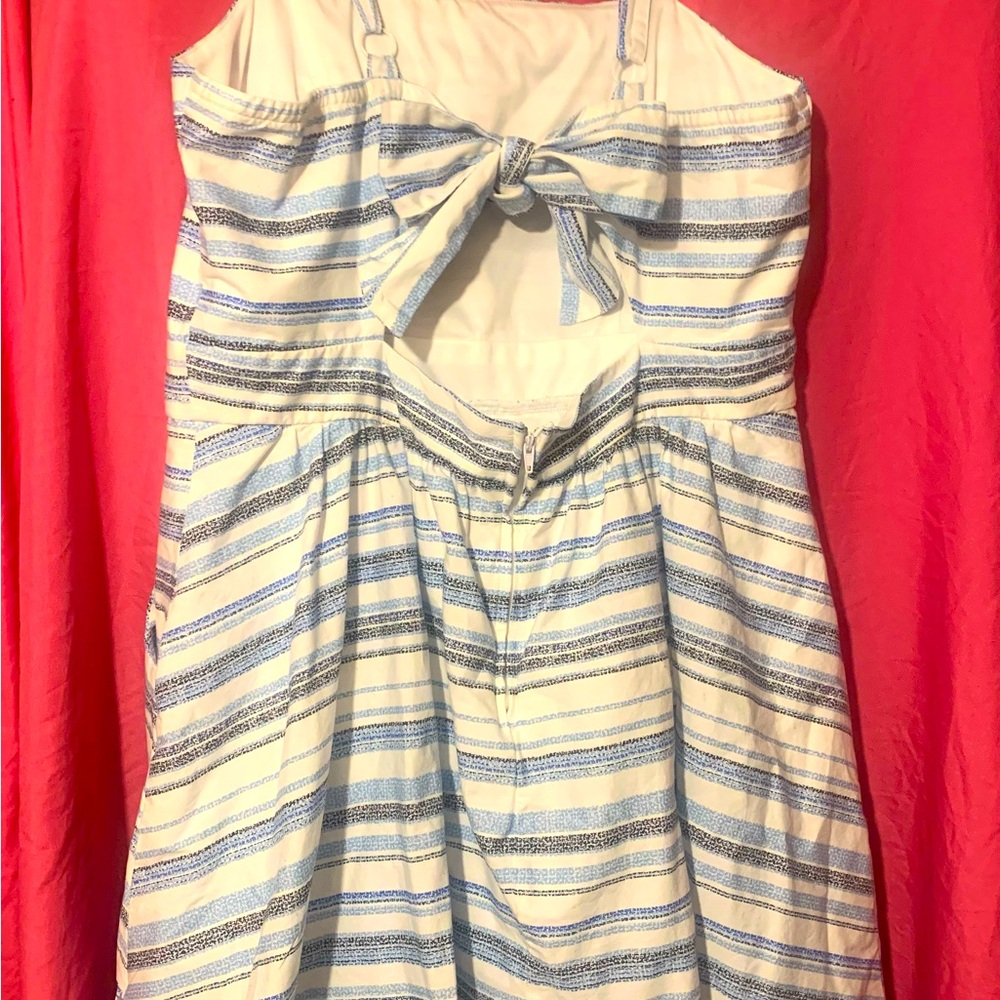Alter’d State open back sundress sizeL white, black & blue stripes